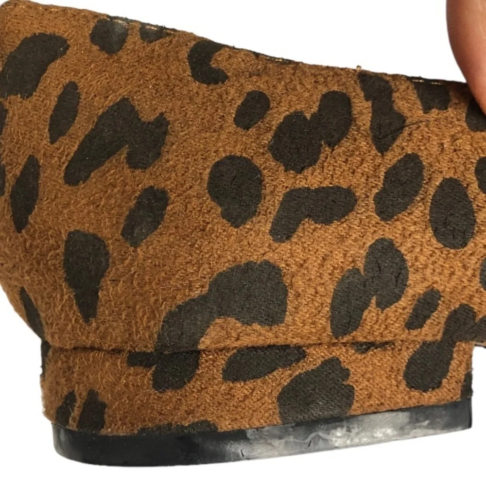 Ulla Popken leopard round toe flats 10 WIDE​